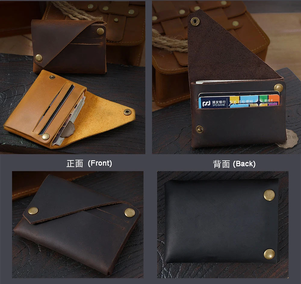 New 100%Handmade Crazy House Genuine Leather Card Holder  Case Male  Card ID Holder Men Business Card Holder Leather