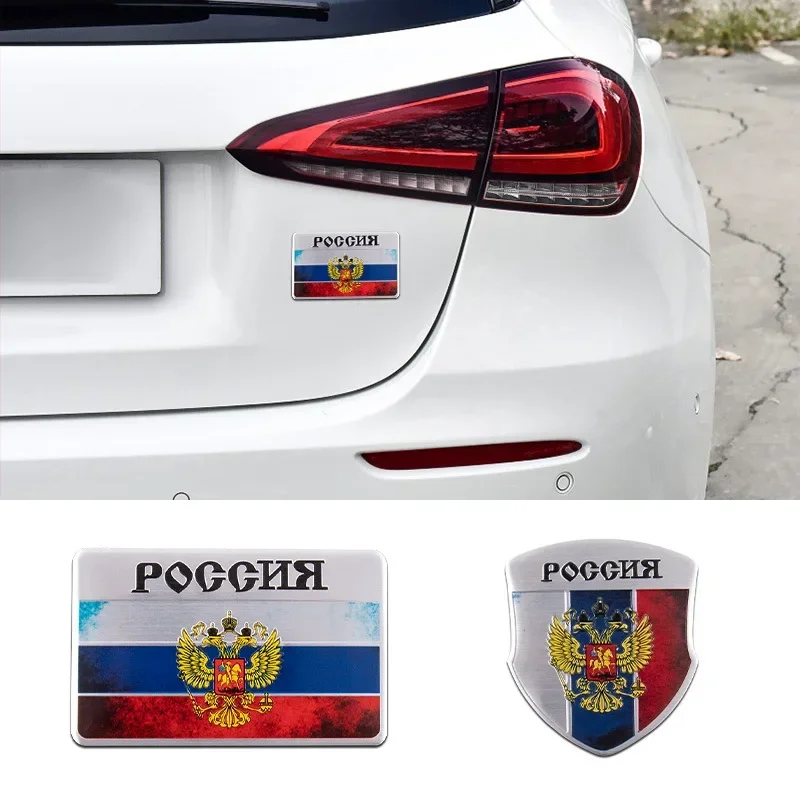 Russia Alloy Car Body Emblem Stickers Decals Styling Decoration for KIA Volkswagen Ford Dodge Toyota Mercedes Benz Skoda Jeep