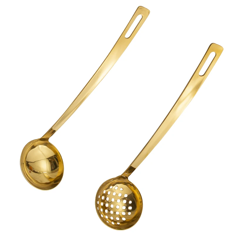 Spoon colander stainless steel gold-plated imitation copper thickened household and commercial hot pot restaurant long handle sp