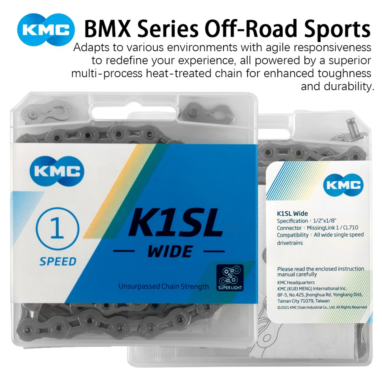 KMC BMX سلسلة دراجات سرعة واحدة 100 112 وصلات S1 S1SL HL1L Z1eHX 1/8 1/32 دراجات جبلية حرة أجزاء ركوب الدراجات Curren