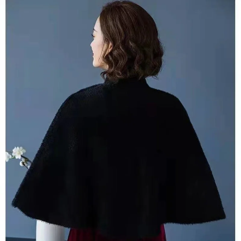 Poncho donna imitazione mantello di lana cappotto solido moda corto mantello da sposa Outwear 2021 autunno inverno Lady scialle Kimono Cardigan