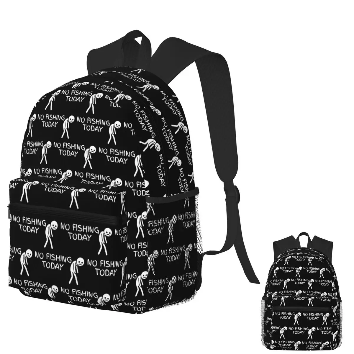 

No Fishing Today Fisherman Student Backpack School Bag Hiking Travel Daypack for Boys Girls Fashion Bookbag Shoulder Bags