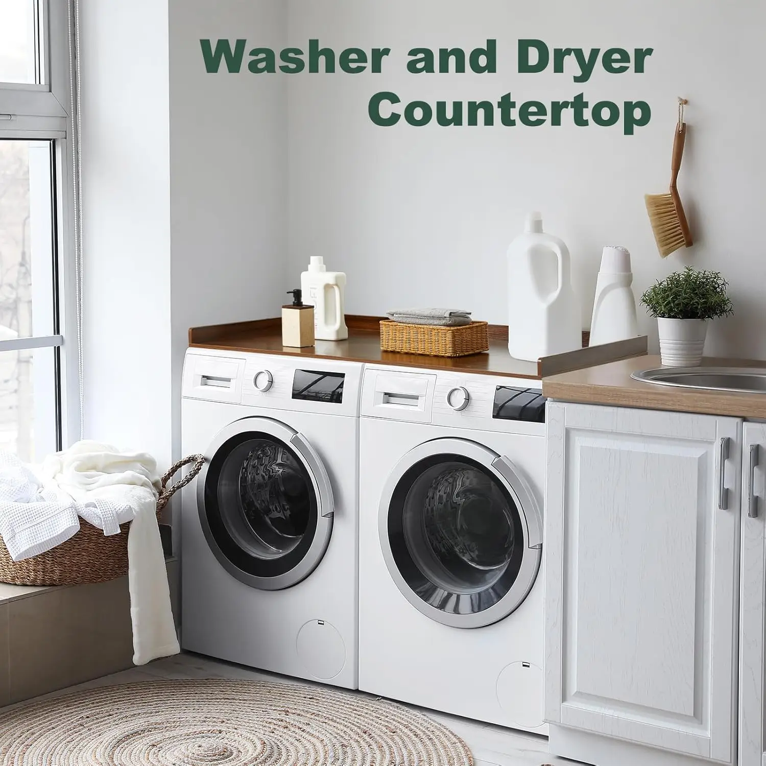 

Washer Dryer Countertop, 27.5" x 54" Laundry Room Wood Topper, Laundry Wood Shelf Topper with Edge, Washer and Dryer Countertop