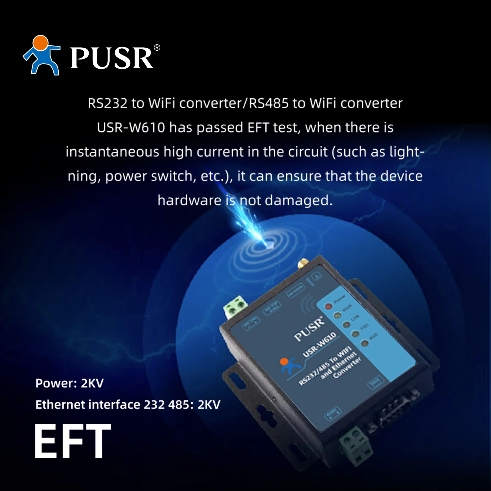 USR-W610 산업용 RS232 RS485 시리얼-와이파이 이더넷 컨버터 모드버스 RTU- TCP 게이트웨이 와이파이-이더넷 서버