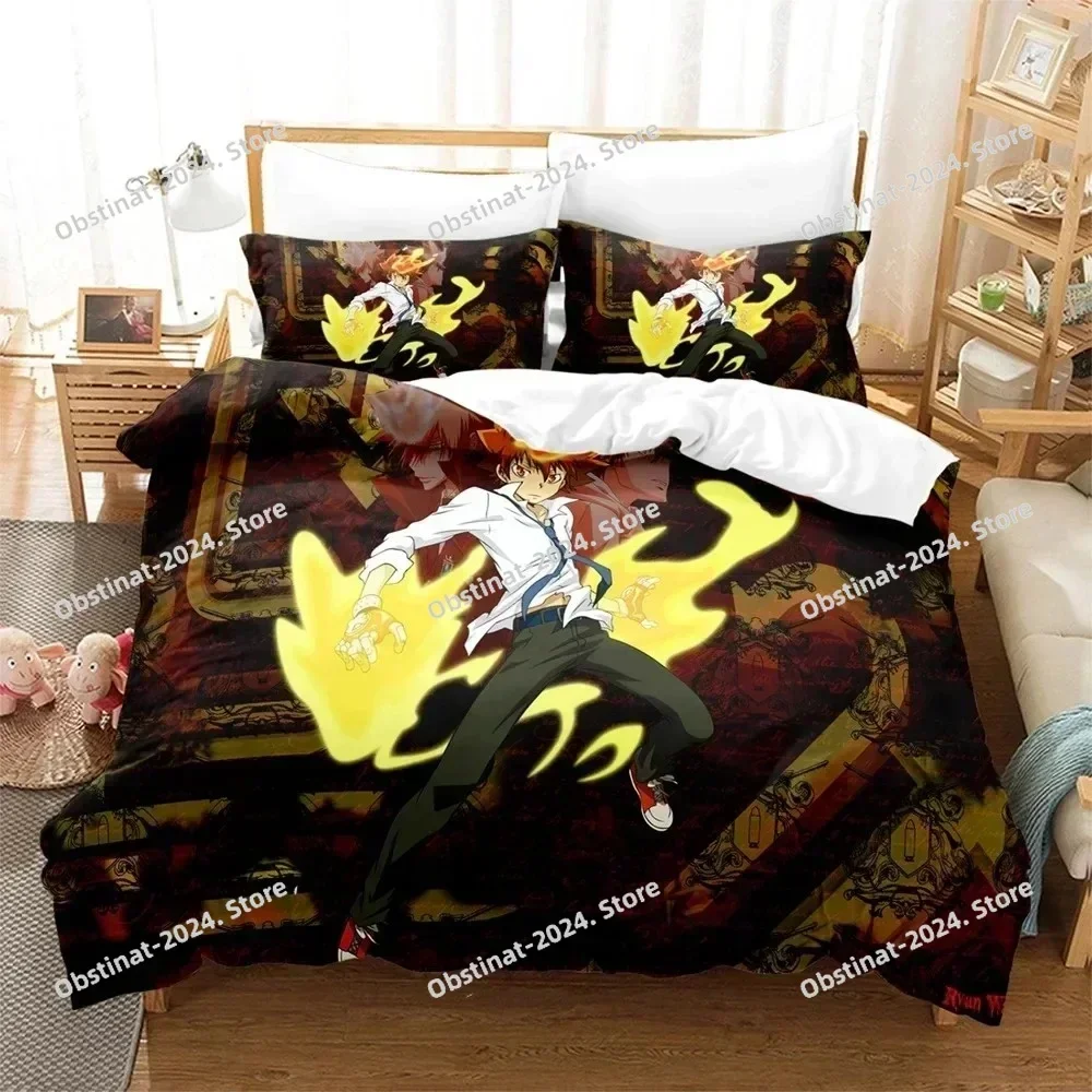 3D Print Anime HITMAN REBORN Bedding Set Boys Girls Twin Queen Size Duvet Cover Pillowcase Bed Kids Adult Home Textileextile