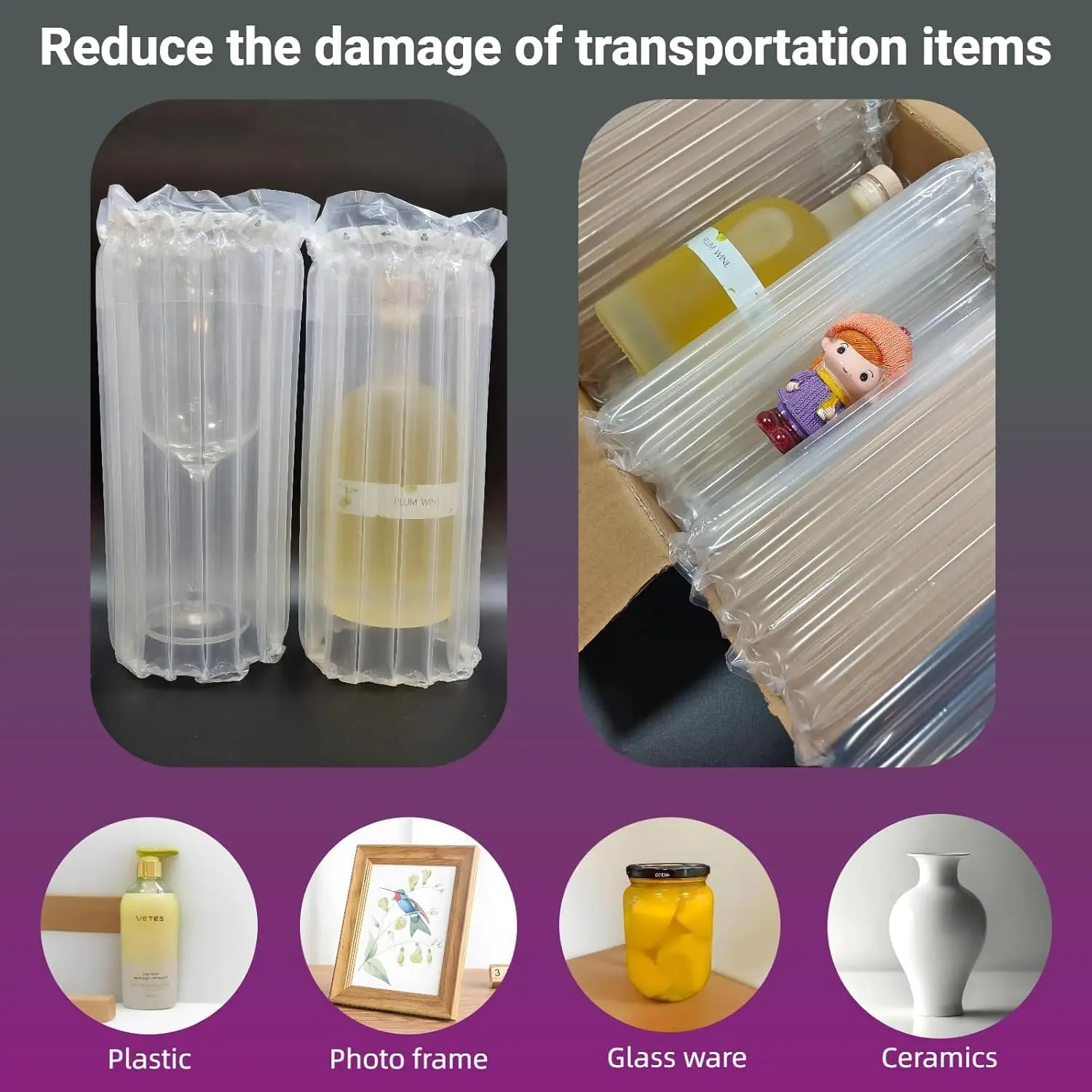 Large Bubble Cushioning Wrap 15.7" x 262 Ft Inflatable Air Pillow for Shipping Packing Moving Heavy Duty Eco-Friendly