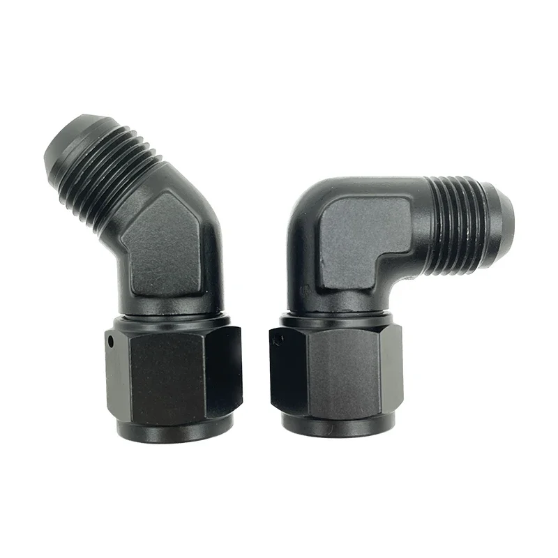 4X accesorios de combustible de aceite adaptador de manguera de combustible de aluminio anodizado 45 90 grados hembra 4AN 6AN 8AN 10AN 12AN adaptadores giratorios a macho negro