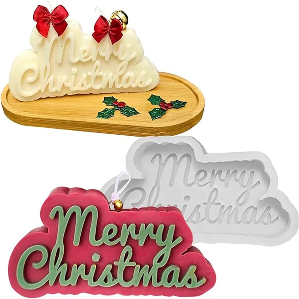 Frohe Weihnachten Brief Silikon Form DIY Frohe Weihnachten Form Kerze Formen Handwerk Form für Epoxidharz Gießen Festival Dekor