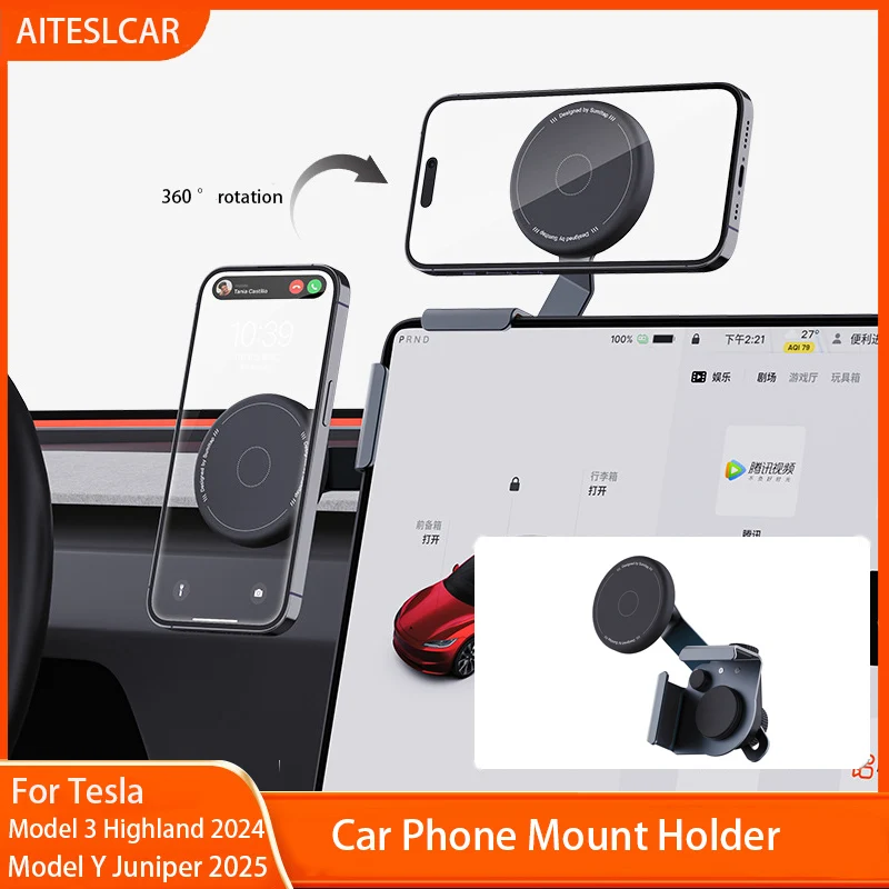 

For Tesla Model 3/Y Highland 2017 to 2025 Model Y Juniper 2025 Car phone holder accessories with multi angle adjustment