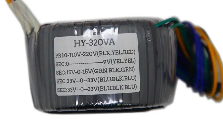 33V-0-33V 33V-0-33V 0-9 فولت 15V-0-15V سلك نحاسي نقي لف 320 واط محول صوت حلقي