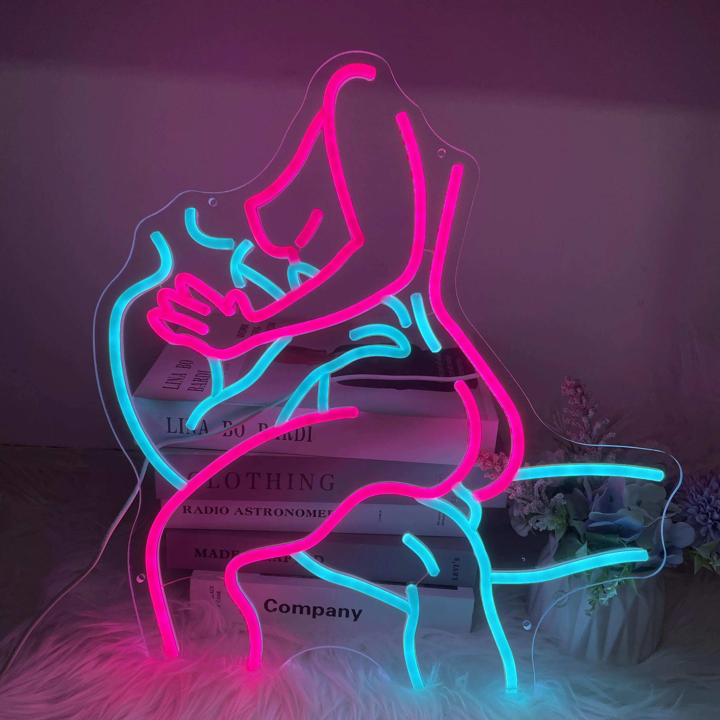 Cuddling Couple Neon Sign Couple Body Wall Art Decor Sexy Couple Lover Personalized Gifts Naked Couple Neon Bar Beer Club Sign