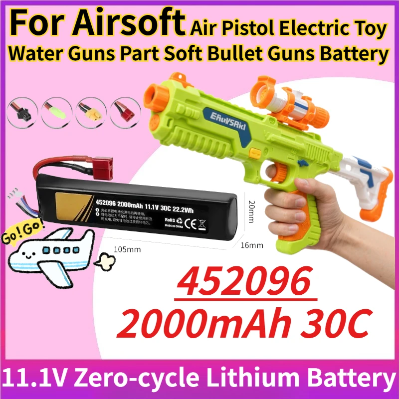 2000mAh 30C 452096 Lipo Batteries T/SM/XT30 Plug for Airsoft Air Pistol Electric Toy Water Guns Part Soft Bullet Guns Battery
