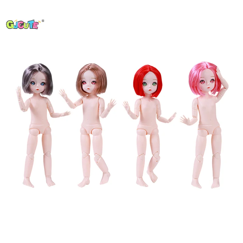 30cm Cute Comic Face Doll 1/6 BJD Doll Dress Up Toy Multiple Hair Colors Nude Doll Children And Girls Toy Gift