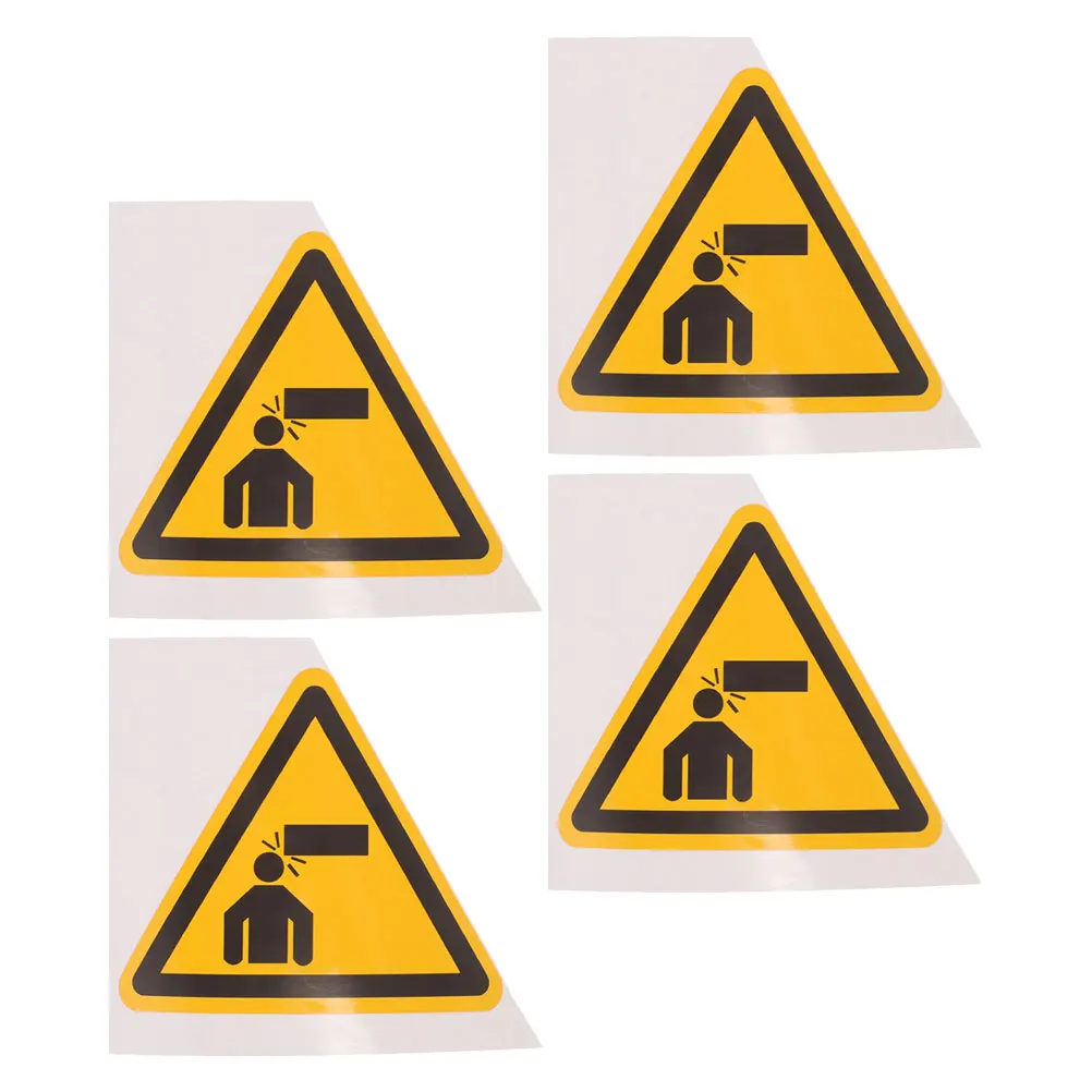 4pcs Warning Stickers Safety Sign For Low Ceiling Watch Your Head Triangle Decal Machine Equipment Adhesive Caution Label