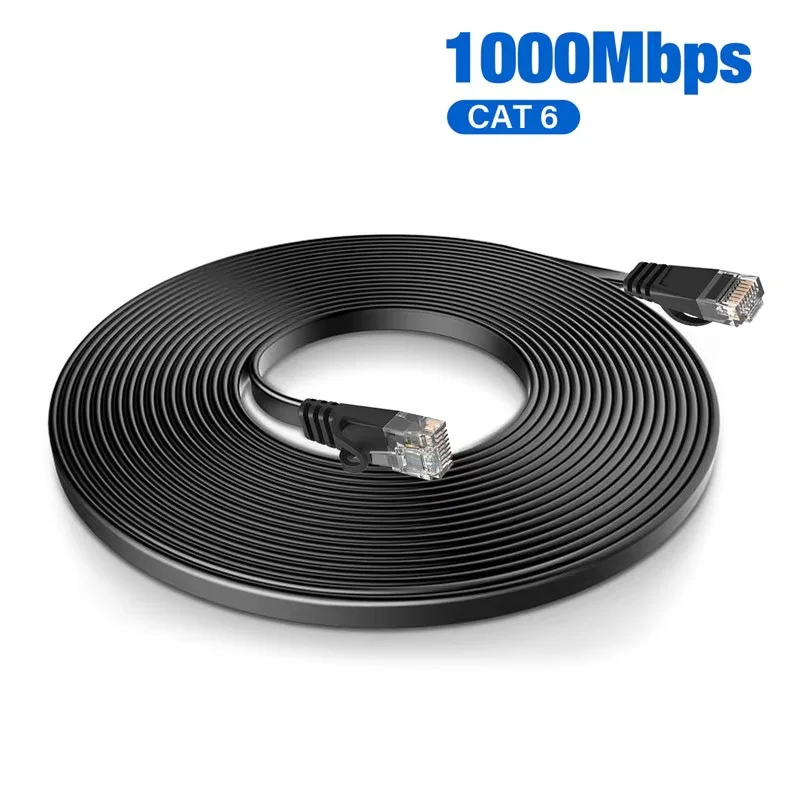Cat 6 Ethernet Cable 1000M Network, Slim long Flat Internet LAN Patch Cord, Cat6 Ultra-high speed weatherproof Cable for Router
