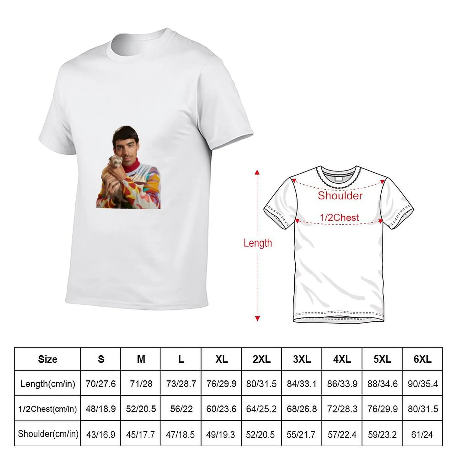 Joe Jonas + a Ferret T-Shirt man t shirts for men cotton t shirt man T-Shirt