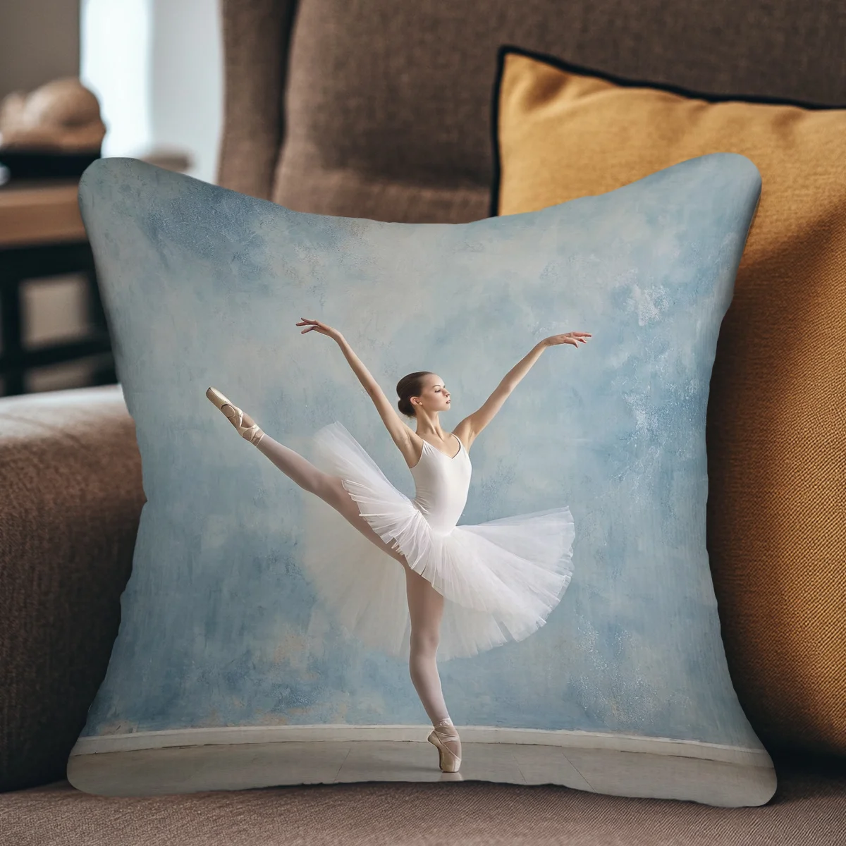Funda de cojín de felpa suave con diseño de bailarina en pose de baile, elegante, 2D, plana (almohada no incluida), decoración para amantes del ballet, 1 unidad