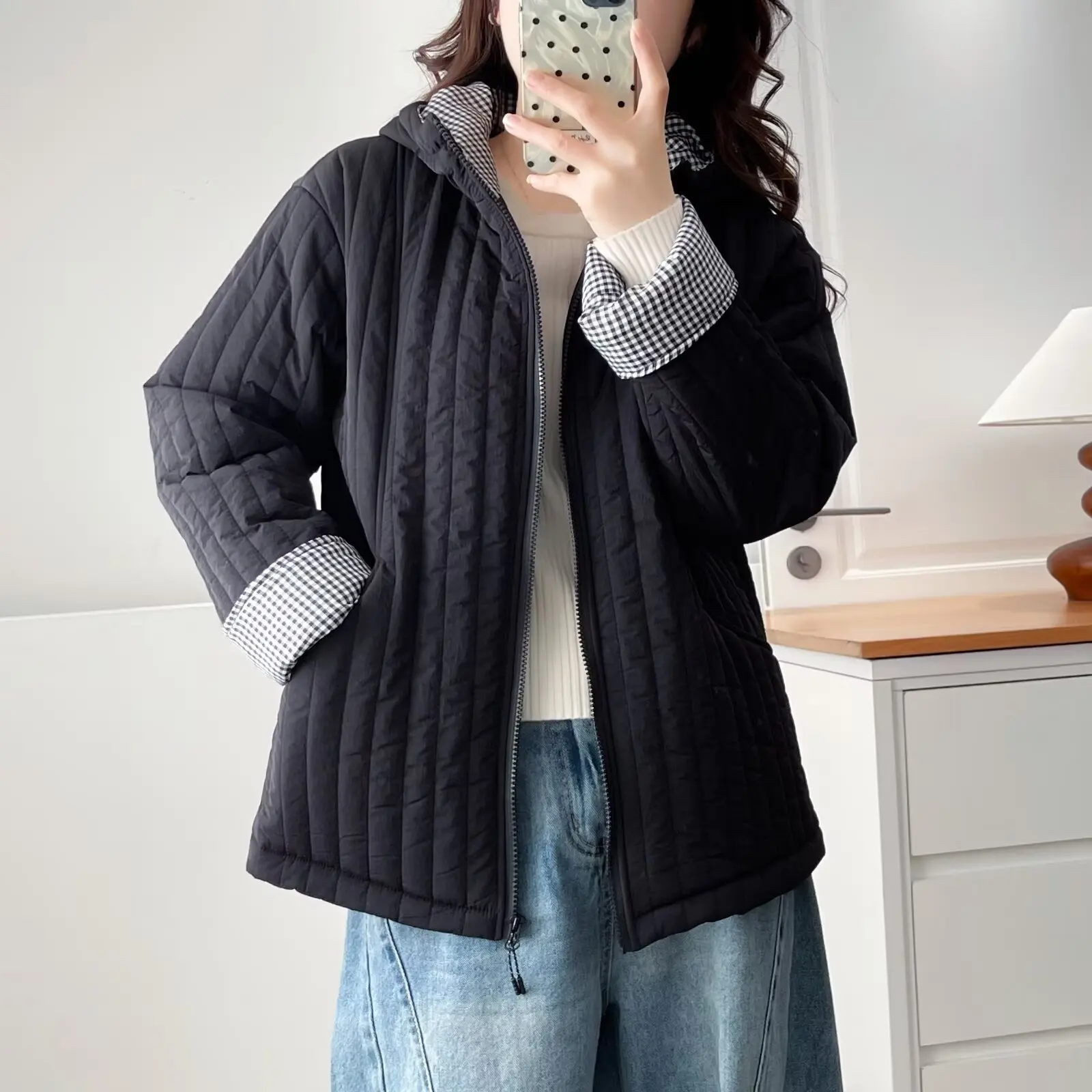 

XXXXL Fashion Plus Size Women's Parkas 2025 Winter New Casual And Versatile Hooded Lightweight Padded Jacket Warm Coat 2521