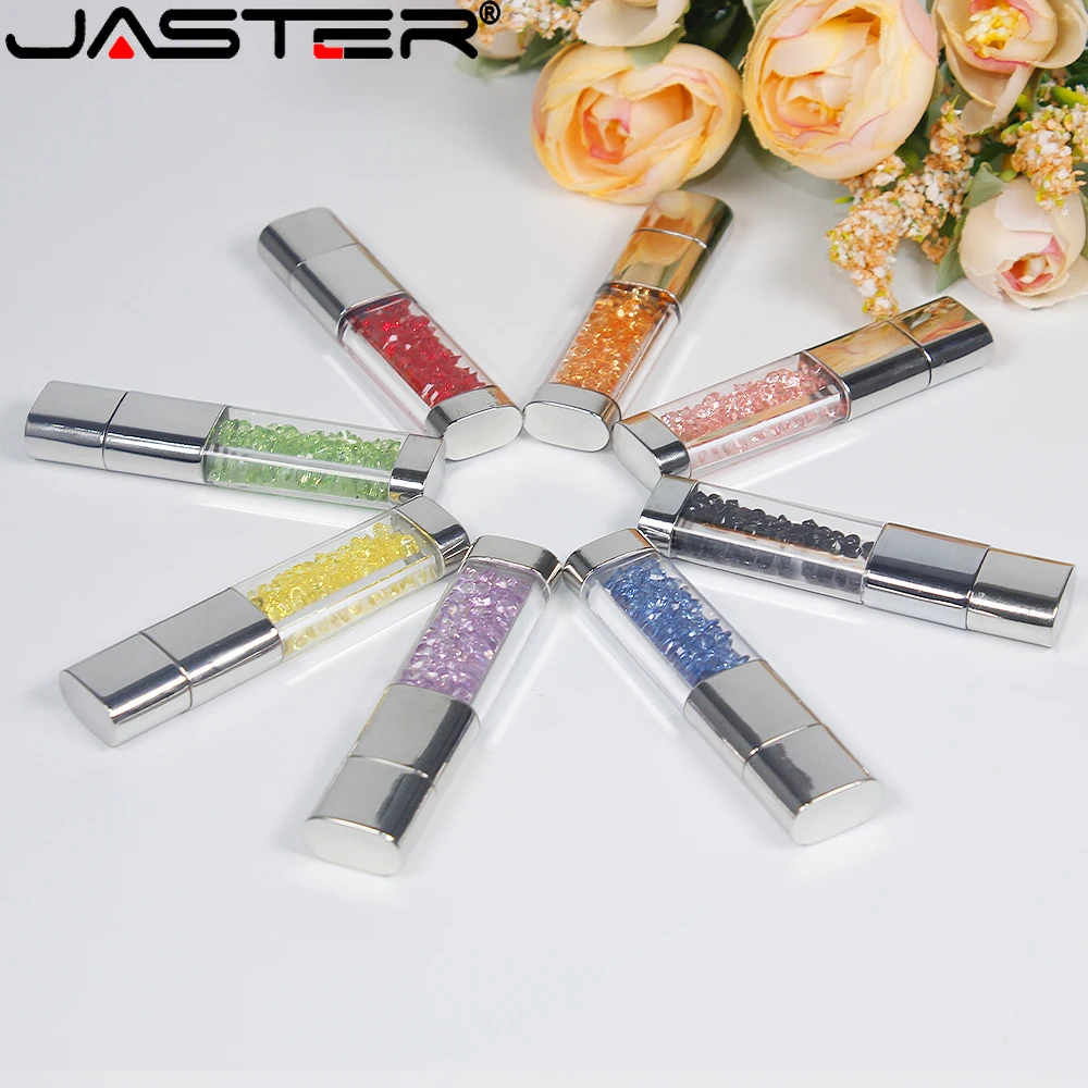 

JASTER Crystal USB Flash Drive 128GB Colorful Quicksand Stone Pendrive 64GB Fancy Memory Stick 32GB Real Capacity USB Stick 16GB