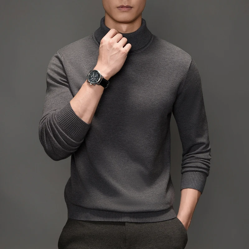 2024New Men's Autumn and Winter Simple Turtleneck Bottoming Sweater Fashionable All-Matching