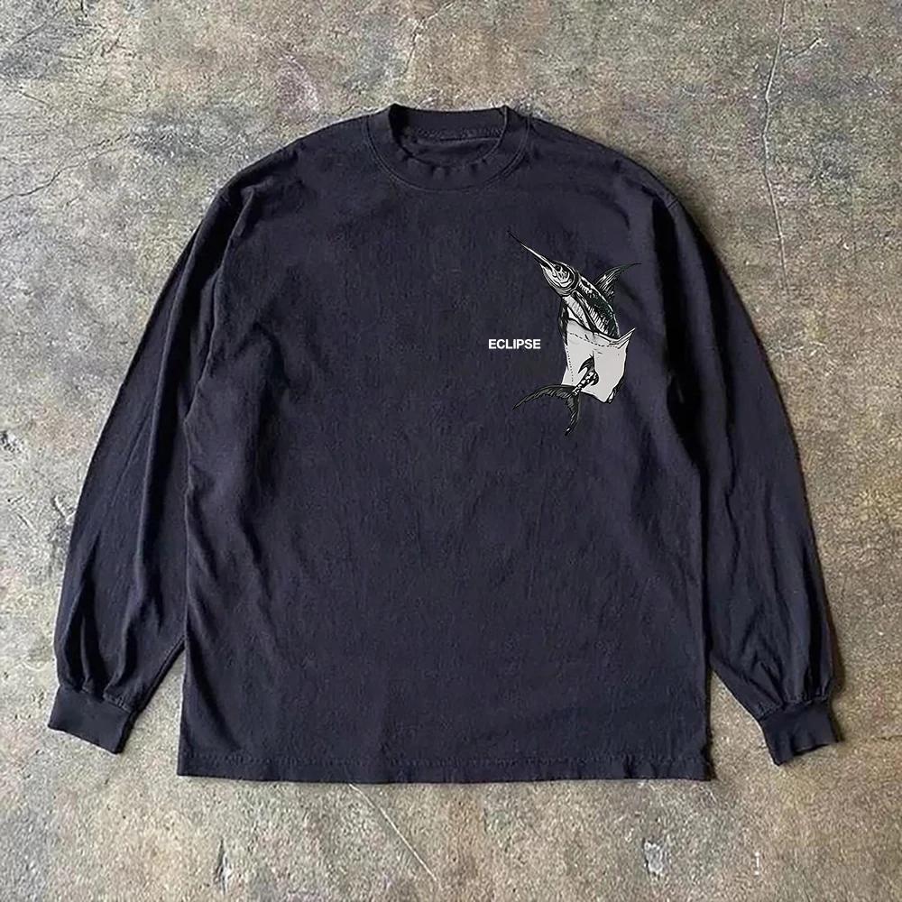 Heavyweight 310g Pure Cotton Long Sleeve T-Shirt American Retro Oversize Streetwear Versatile Youth Fashion Summer No Ironing...