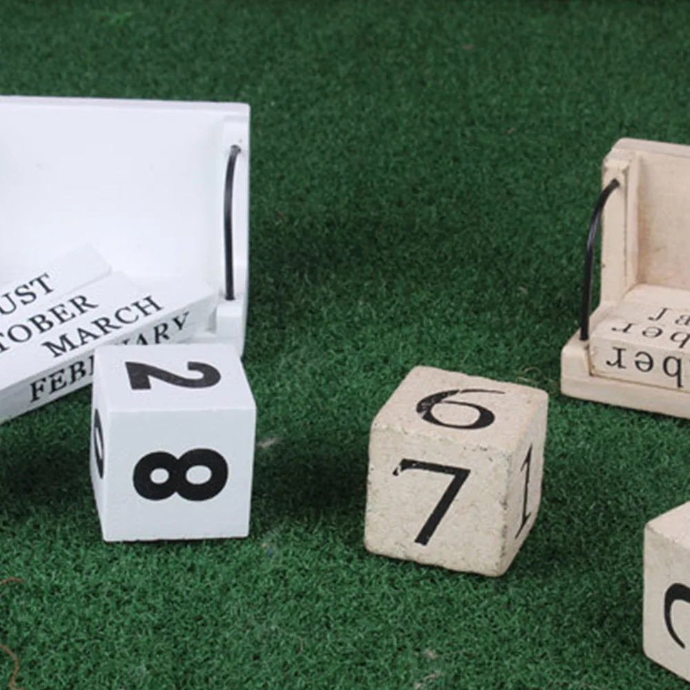 

Vintage Wooden Desk Calendar Reusable Date Tracker for Office Home Decor Cafe Wooden Crafts Wall Shelf Display