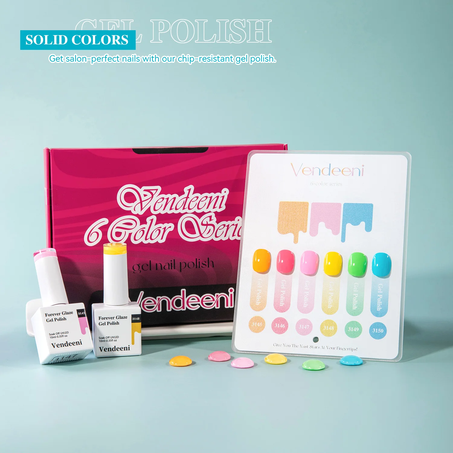 Vendeeni High Pigment 6colors Candy Gel Polish Collection TPO HEMA FREE Nail Supplies OEM Private Label Candy Gel Nail Polish