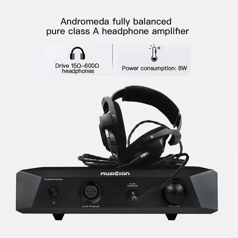 Musician Andromeda Fully Balanced Pure Class A Headphone Amplifier 3pin 4pin XLR 6.35mm 350mW Output 8W 128dB Headphone Amp