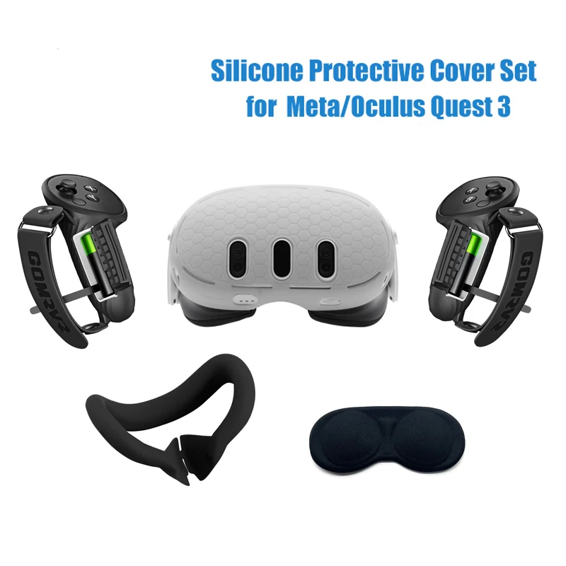 

GOMRVR Protective Lens Cover For Meta Quest 3 Replacement Anti-Leakage Nose Pad VR Accessories 4-Piece Set VR Shell Cover