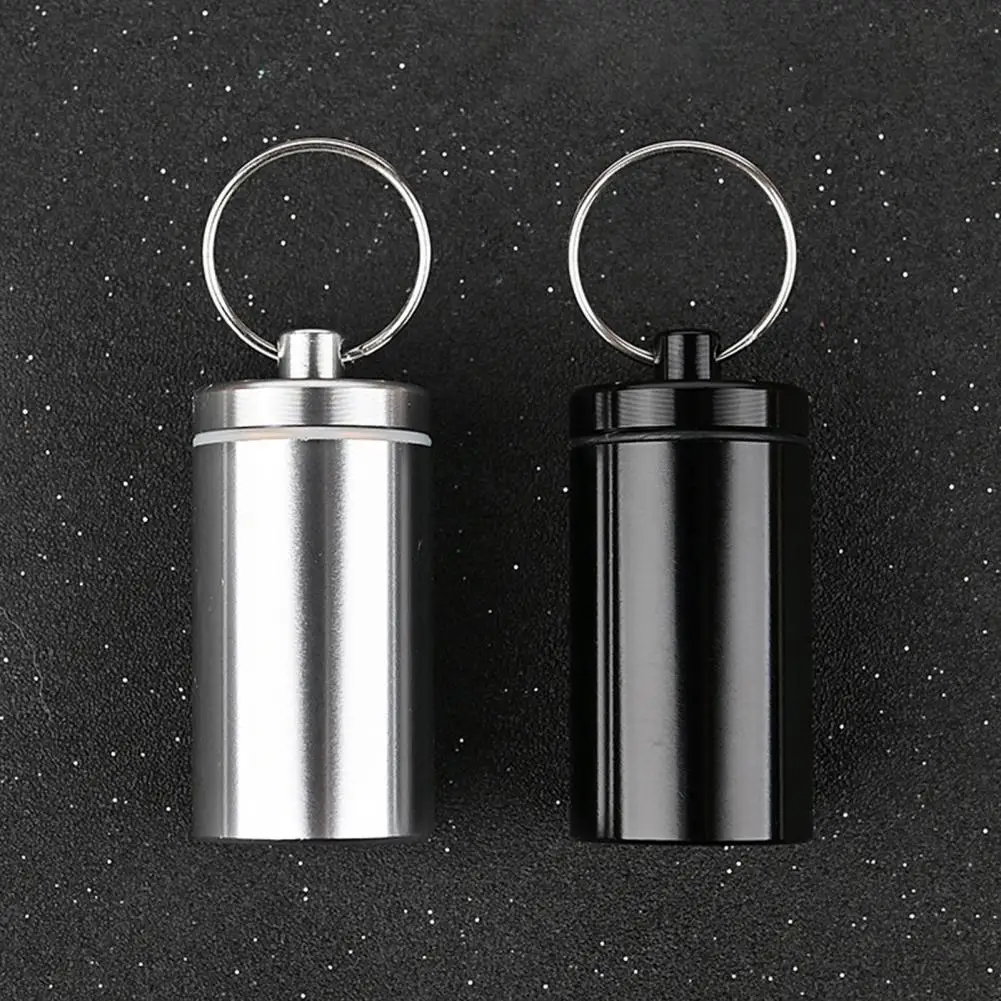 Pill Keychain luminum Alloy Water-proof Rust Resistance Small Pocket Pill Box Keychain Outdoor Accessory