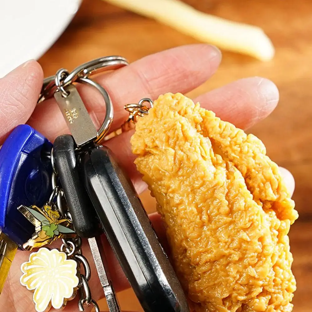 Simulated Funny Fried Chicken Legs and Wings Keychain Creative Mini Simulation Food Pendant with Keychain Handbag Wallet Accesso