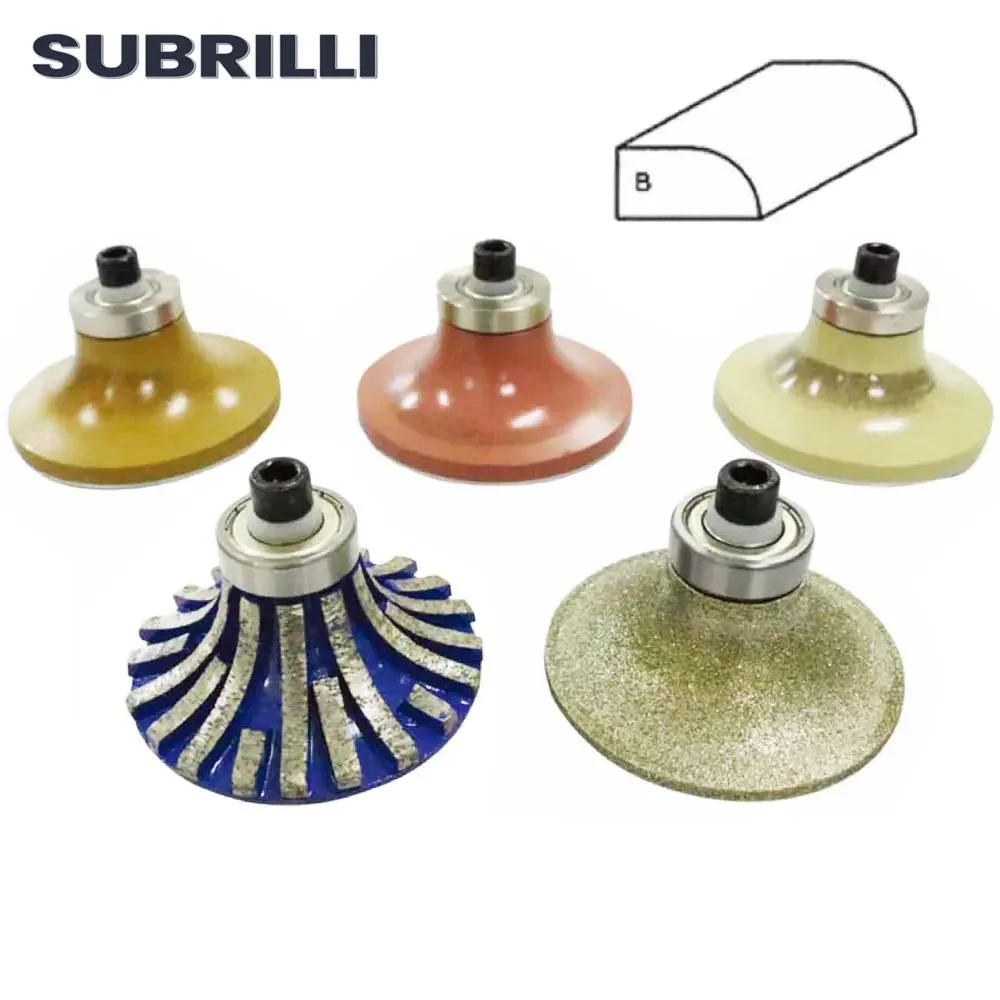 SUBRILLI Diamond Router Bit B20 B30 Demi Bullnose For Stone Granite Marble Concrete Edge Grinding Profiling Machine Cutter