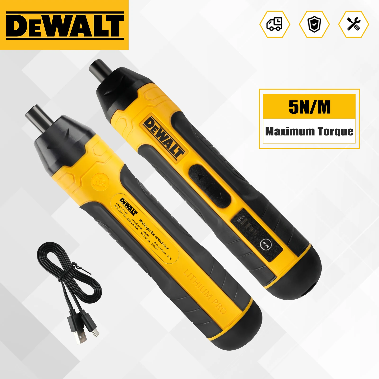 Dewalt Cordless Electric Screwdriver | 3.6V 5N.m Torque | 1/4" Chuck | 1300mAh Li - ion Battery