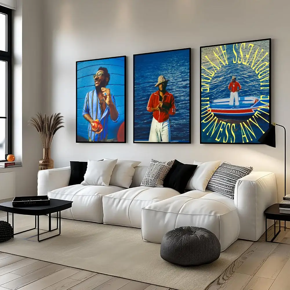 Singer L-Leon Bridges Happiness Anytime Poster For Bedroom Gamer Room Decor Restaurant Wall Trendy Aesthetic Gift