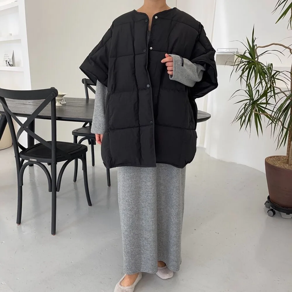 เสื้อกั๊กผ้าฝ้ายสไตล์เกาหลีย้อนยุคสำหรับผู้หญิง ทรงหลวม แฟชั่นทันสมัย ให้ความรู้สึกหรูหรา สไตล์ลำลอง เสื้อผ้าฝ้ายแฟชั่น