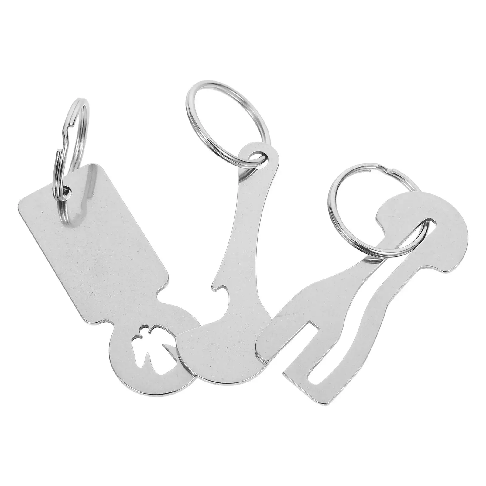 

3 Pcs Cart Token Shopping Holder Quarter Trolley Store Stainless Steel Grocery Keychain