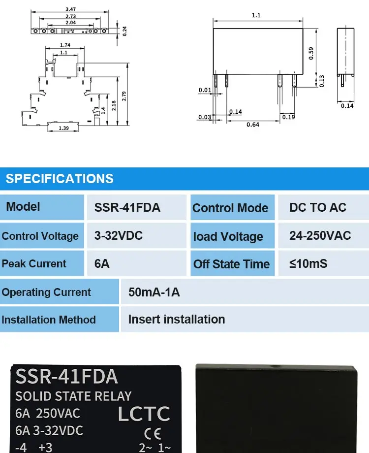 Ultradünnes DC-Solid-State-Relais 6,2 Mm Für Hutschiene – 4-32V Eingang, 5-60V Ausgang, 10A