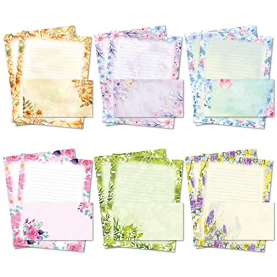 

Stationary Writing Paper with - Flora Stationery with Lined Letter Writing Paper, 48 Sheets + 24 Envelopes, 8.5 x 11 Inch of Ea