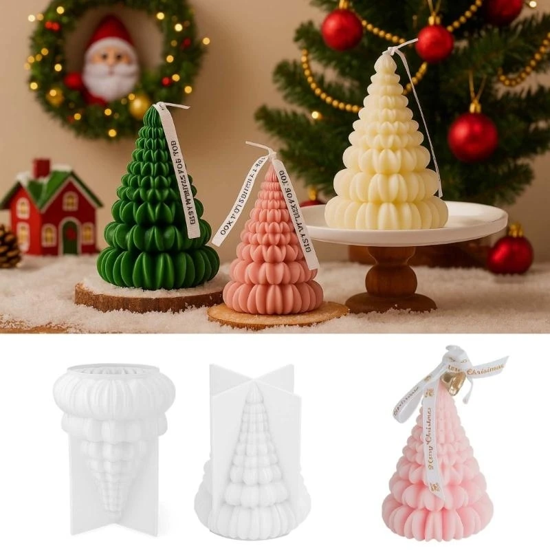 H7EB Detailed Silicone Mold For Creating Miniature Holiday Themed Tree Decors