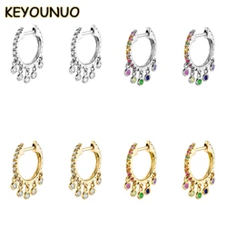 KEYOUNUO Gold Silver Filled Drop Hoop Earrings For Women Zircon Colorful Chandelier Huggie Golden Earring Jewelry Wholesale