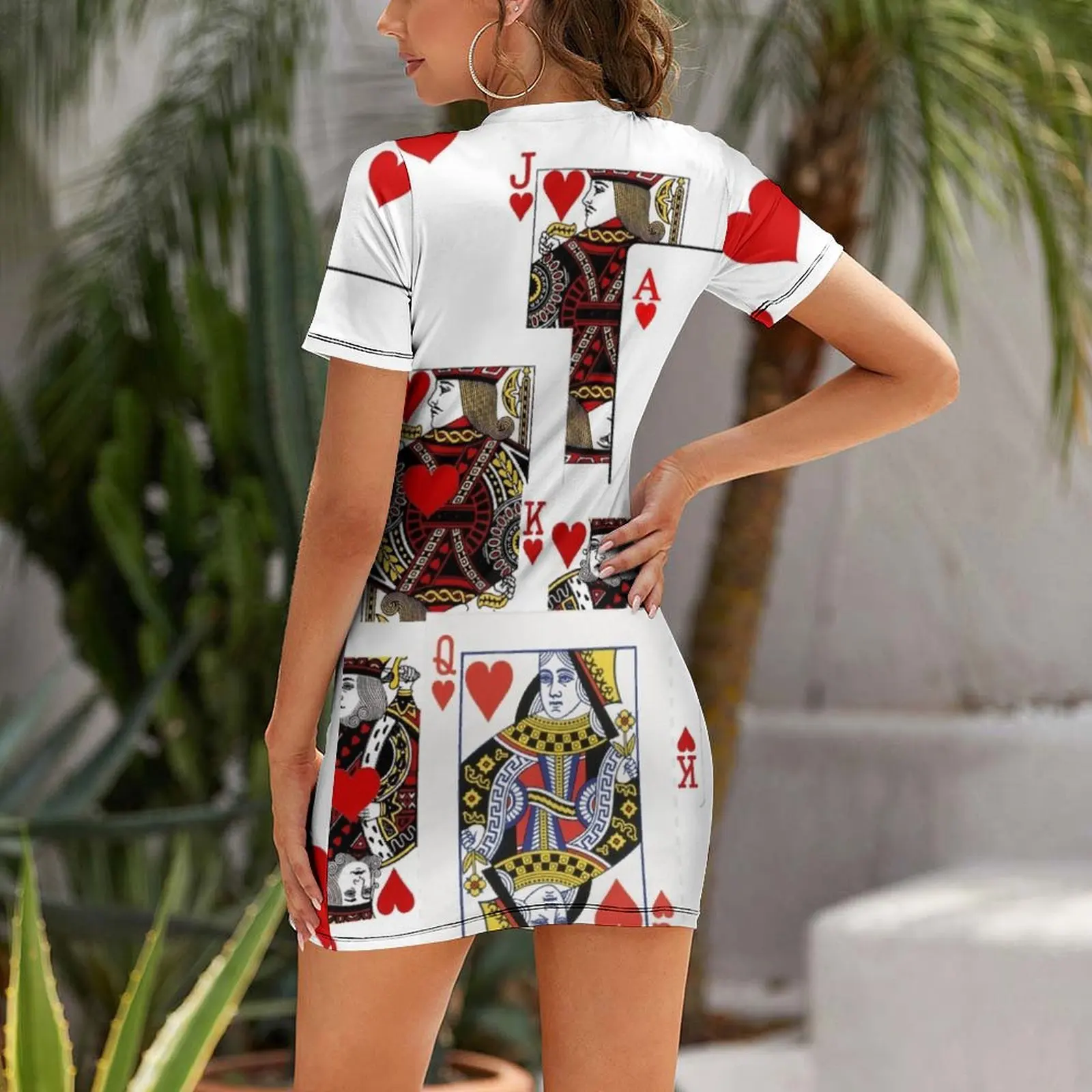 ROYAL COURT CASINO RED HEARTS PLAYING CARDS Short-Sleeved Dress dresses korean style Dress