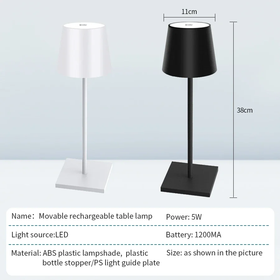 LED Desk Lamp Rechargeable Table Lamp 3 Levels Dimmable Bar Restaurant Ambiance Wireless Touch Lamps Waterproof Led Lights