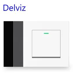 Delviz 1 Gang 2 Way Lamp Switch, No logo PC panel,AC 110V~250V, Plastic Recessed Power controller, 16A Button Wall light switch