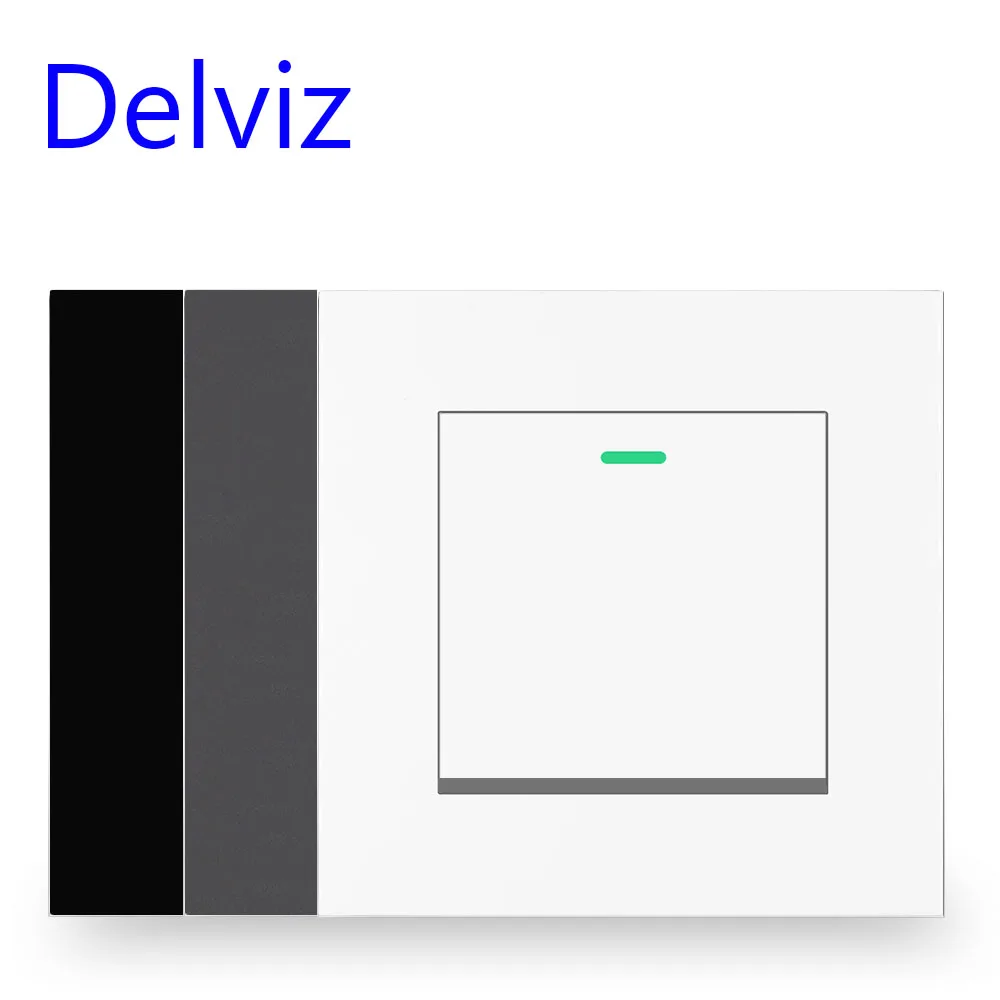 Delviz 1 Gang 2 Way Lamp Switch, No logo PC panel,AC 110V~250V, Plastic Recessed Power controller, 16A Button Wall light ​switch