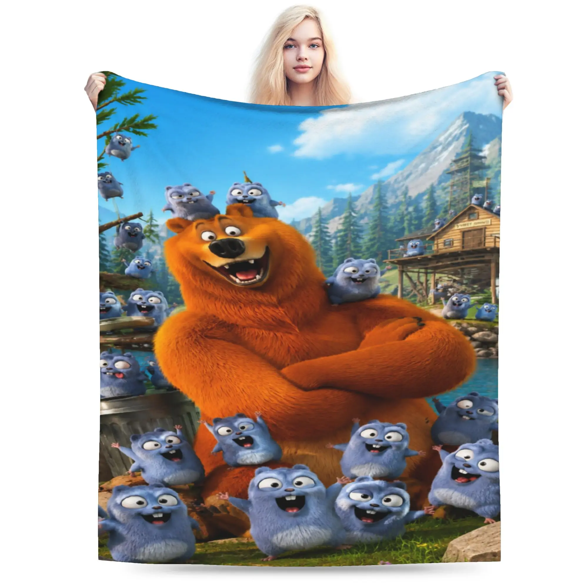 Grizzly And Lemmings  Blanket Multiple Sizes Soft and Lightweight  Throw Blankets for Couch Sofa and Bed