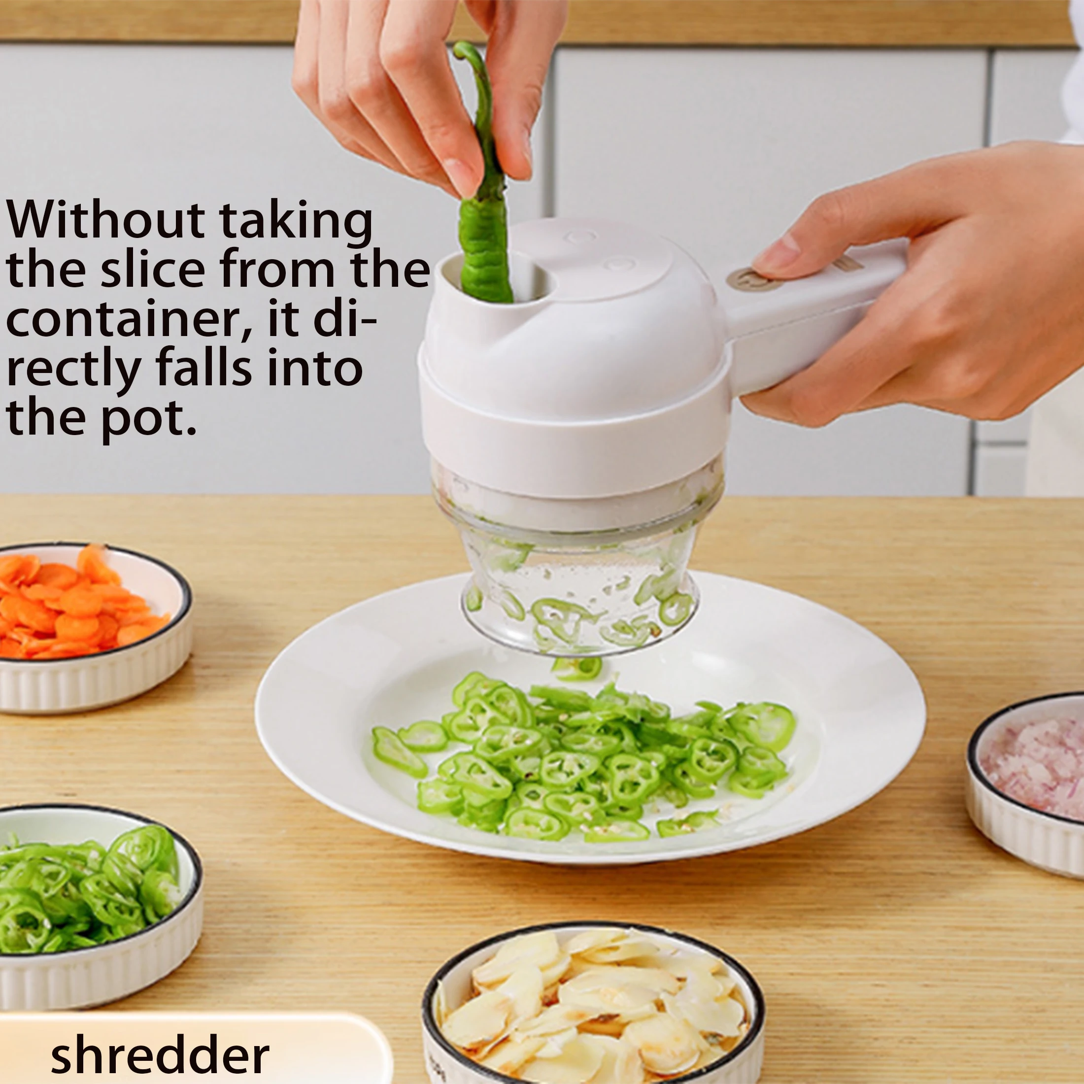 1 mini robot da cucina portatile, trituratore elettrico per aglio con lama in acciaio inossidabile e funzione di ricarica USB.