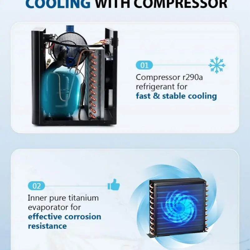 BAOSHISHAN 42gal 1/10HP Aquarium Chiller Quiet Design Hydroponics System Compressor Refrigeration Special for Fish Tank Axolotl