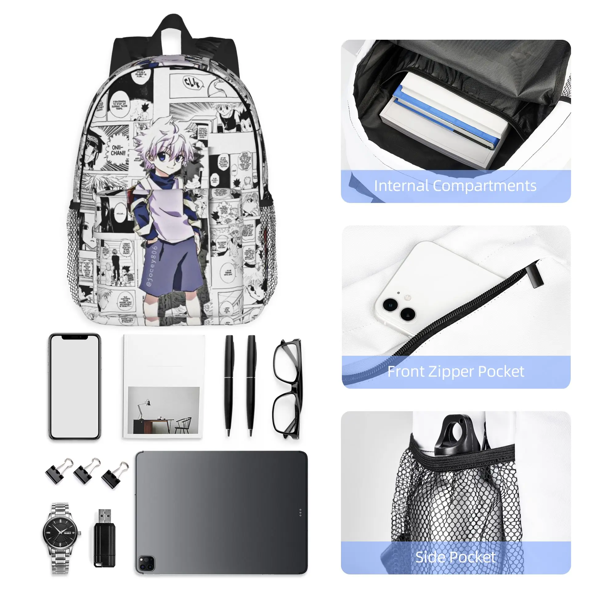Killua Zoldyck Anime HXH Hunter x Hunter Backpack Hot Sale Daypack Boys Girls BookBag Shoulder Bags for Men Women School Bag
