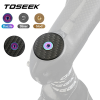 TOSEEK MTB Road Bicycle Headset Carbon Top Cap Carbon Stem Cap Titanium Screws 28.6mm 1 1/8\