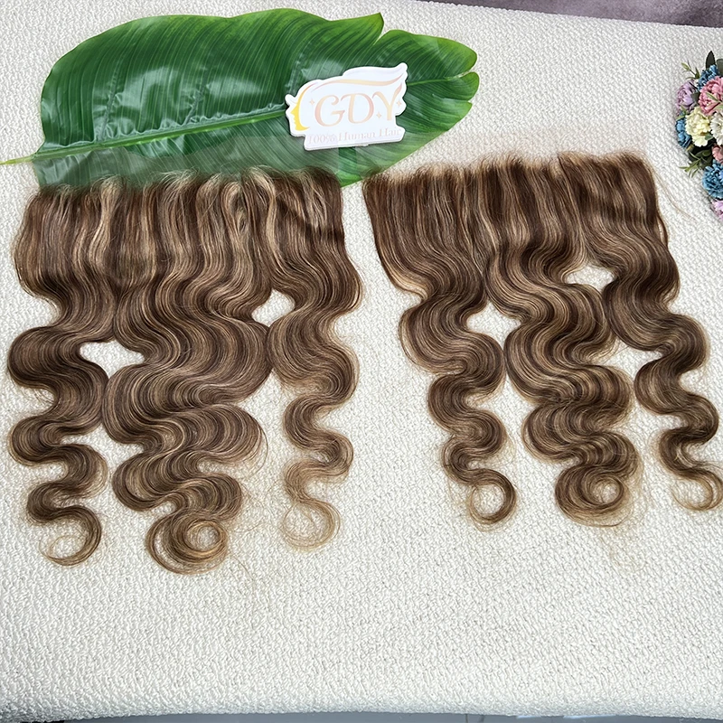 #P427 Highlight Color Body Wave 13x4 HD Lace Frontal Pre Plucked Melt Skins Invisible HD Lace 100% Raw Virgin Human Hair